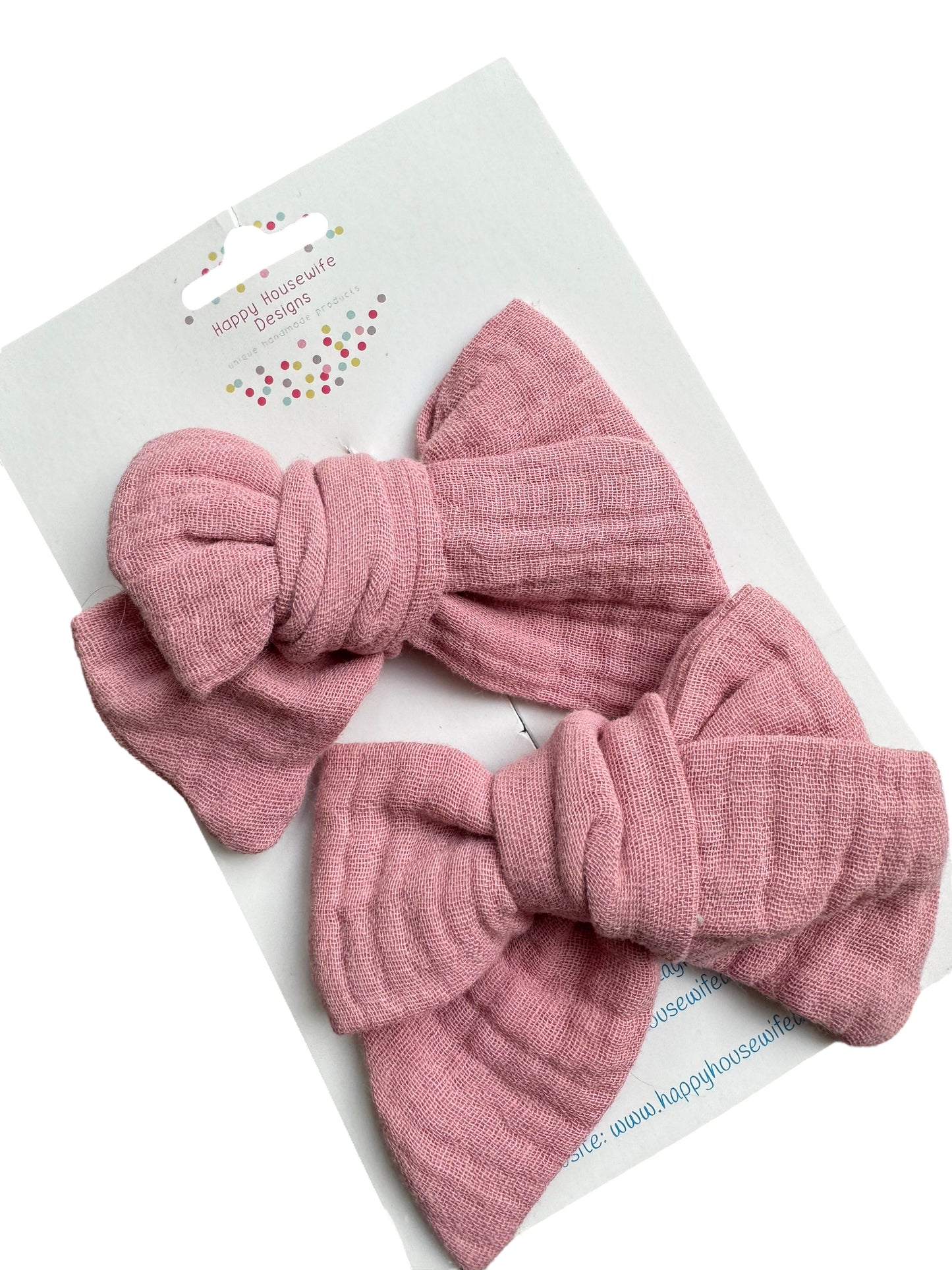 Muslin Hair Bow Pigtail Set