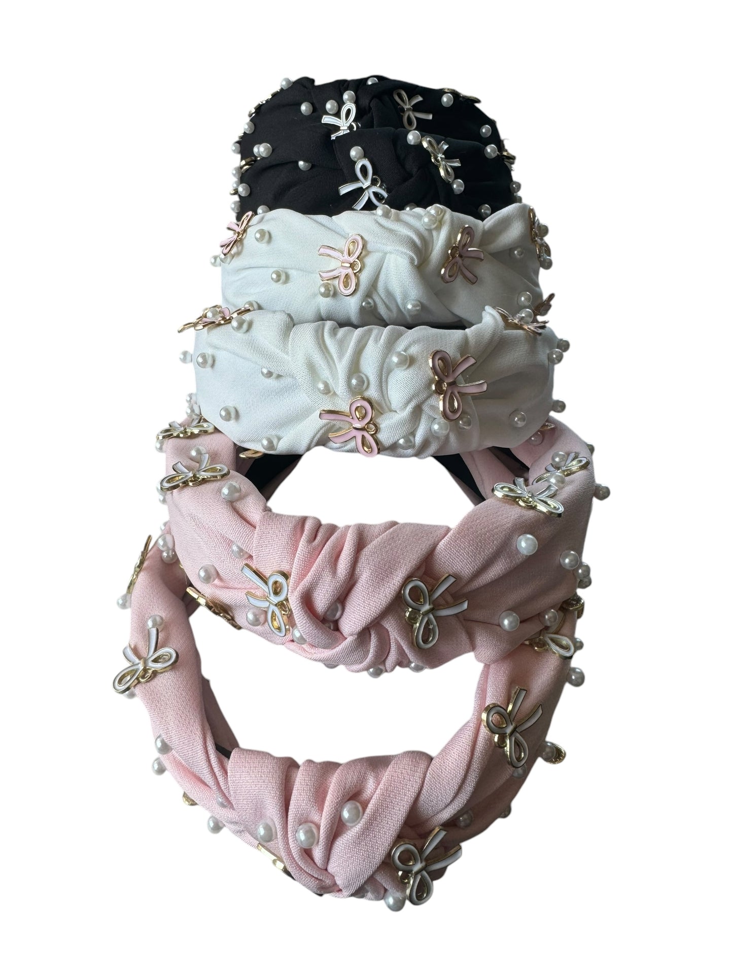 Pearl and Bow Tie Knot Headbands