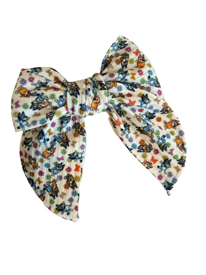 Blue Dog Flower Hair Bow