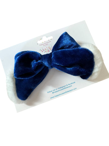 Blue Velvet Hair Bow