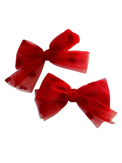 Tulle Heart Hair Bows