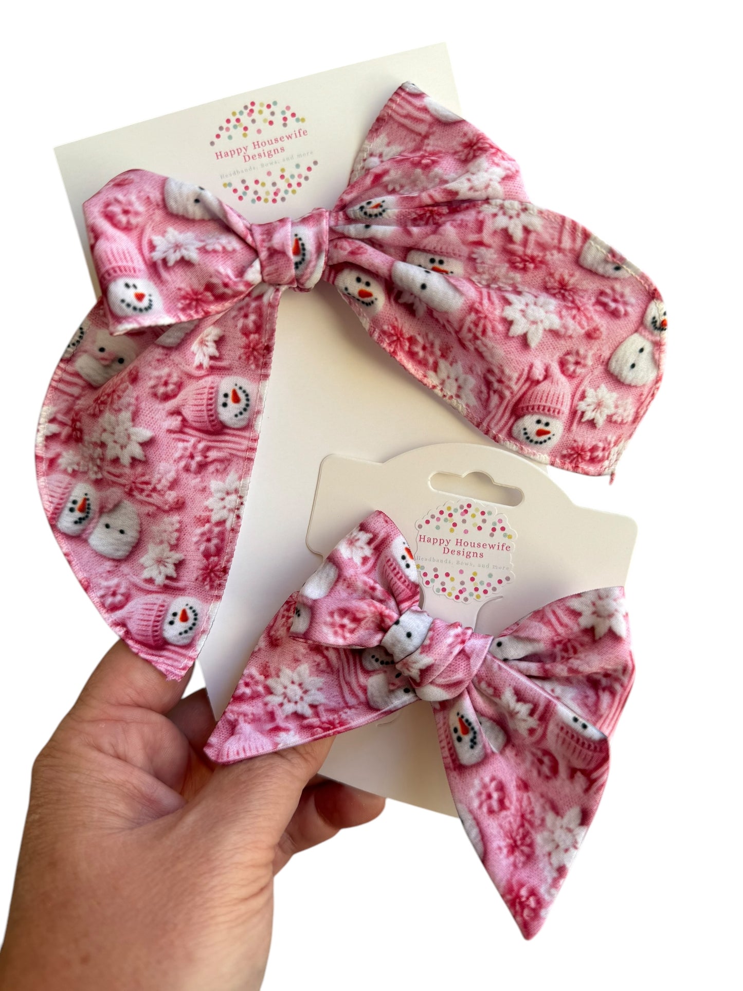 Pink Snowman Hair Bows