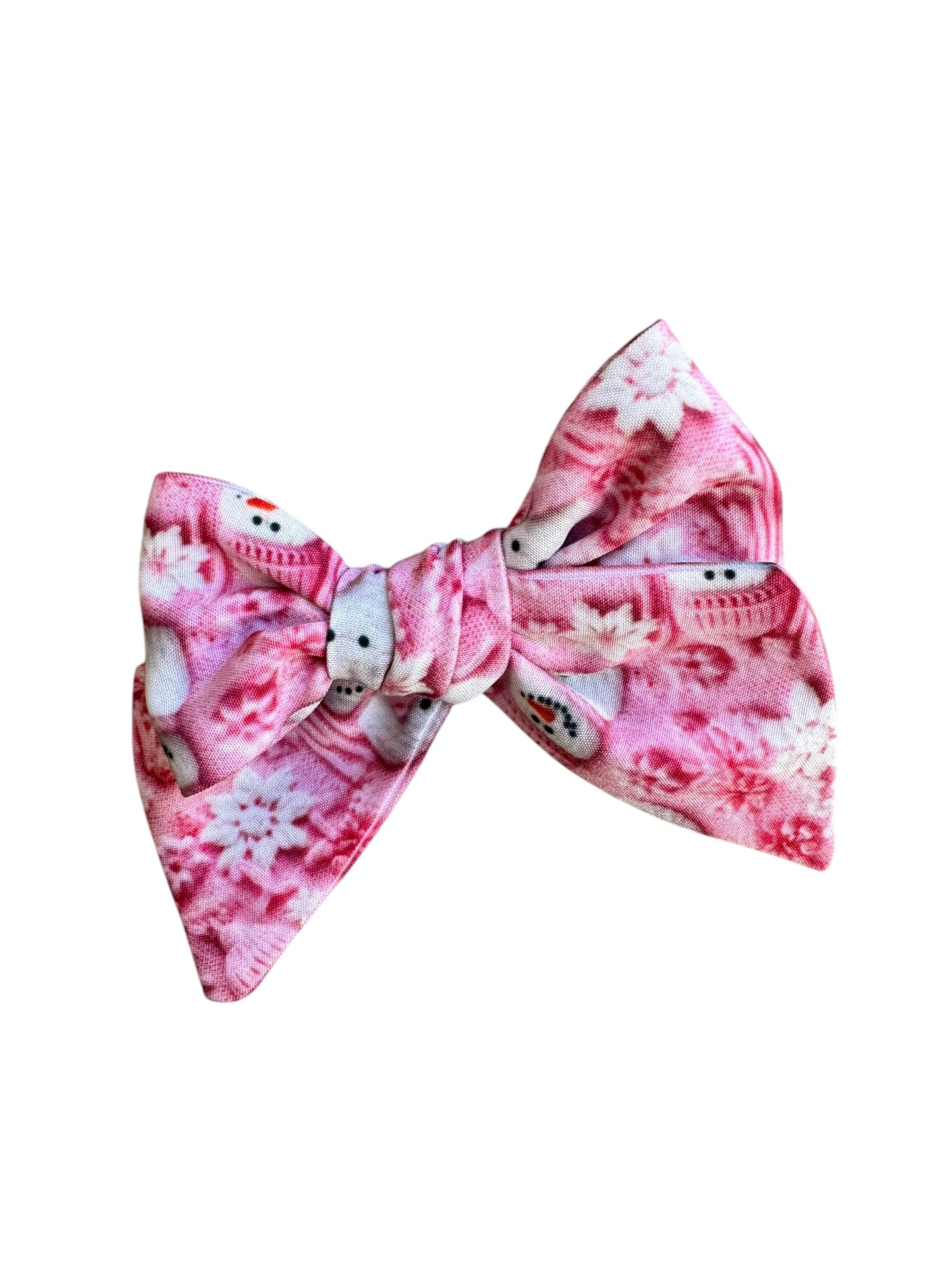 Pink Snowman Hair Bows