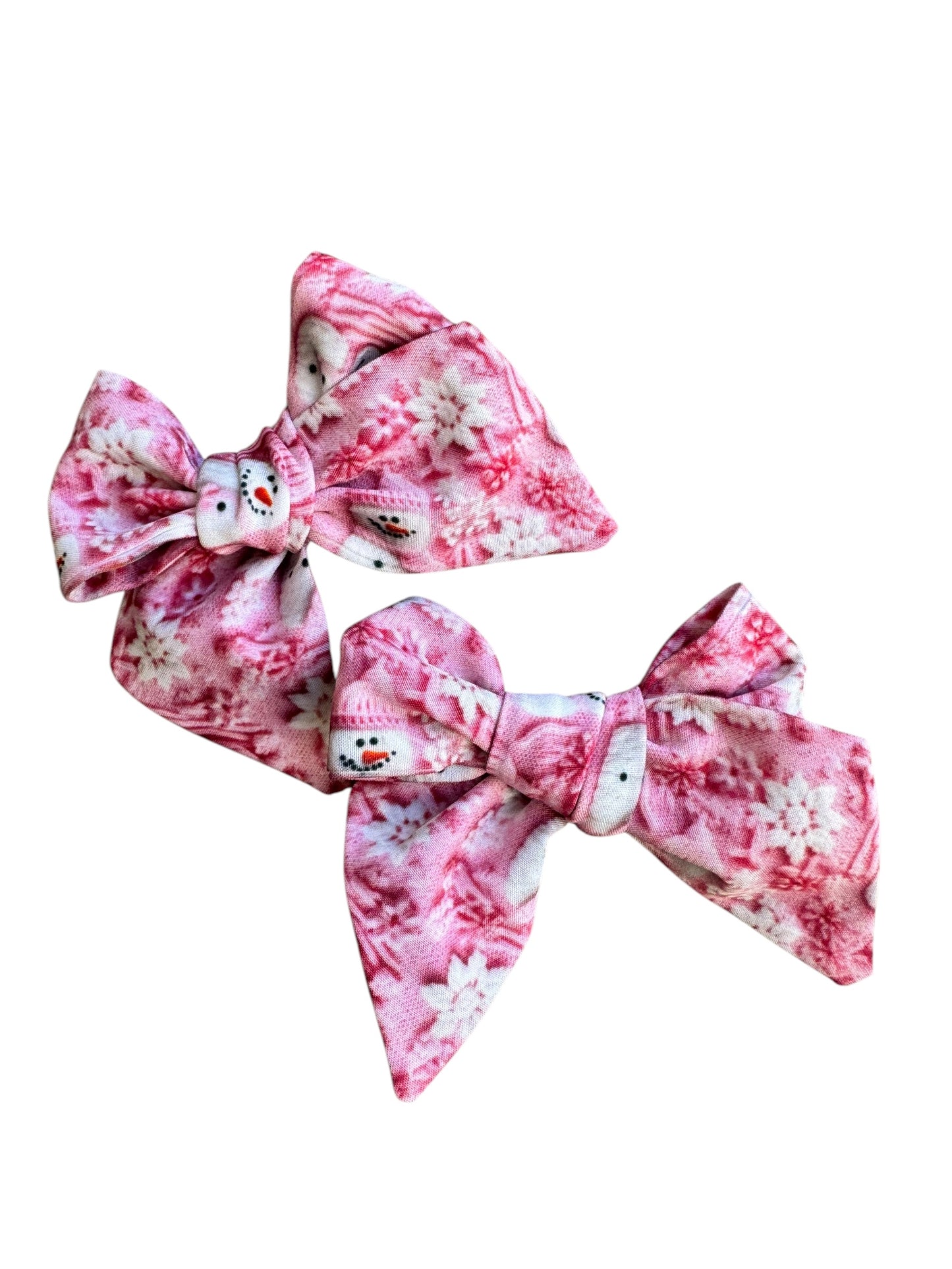 Pink Snowman Hair Bows