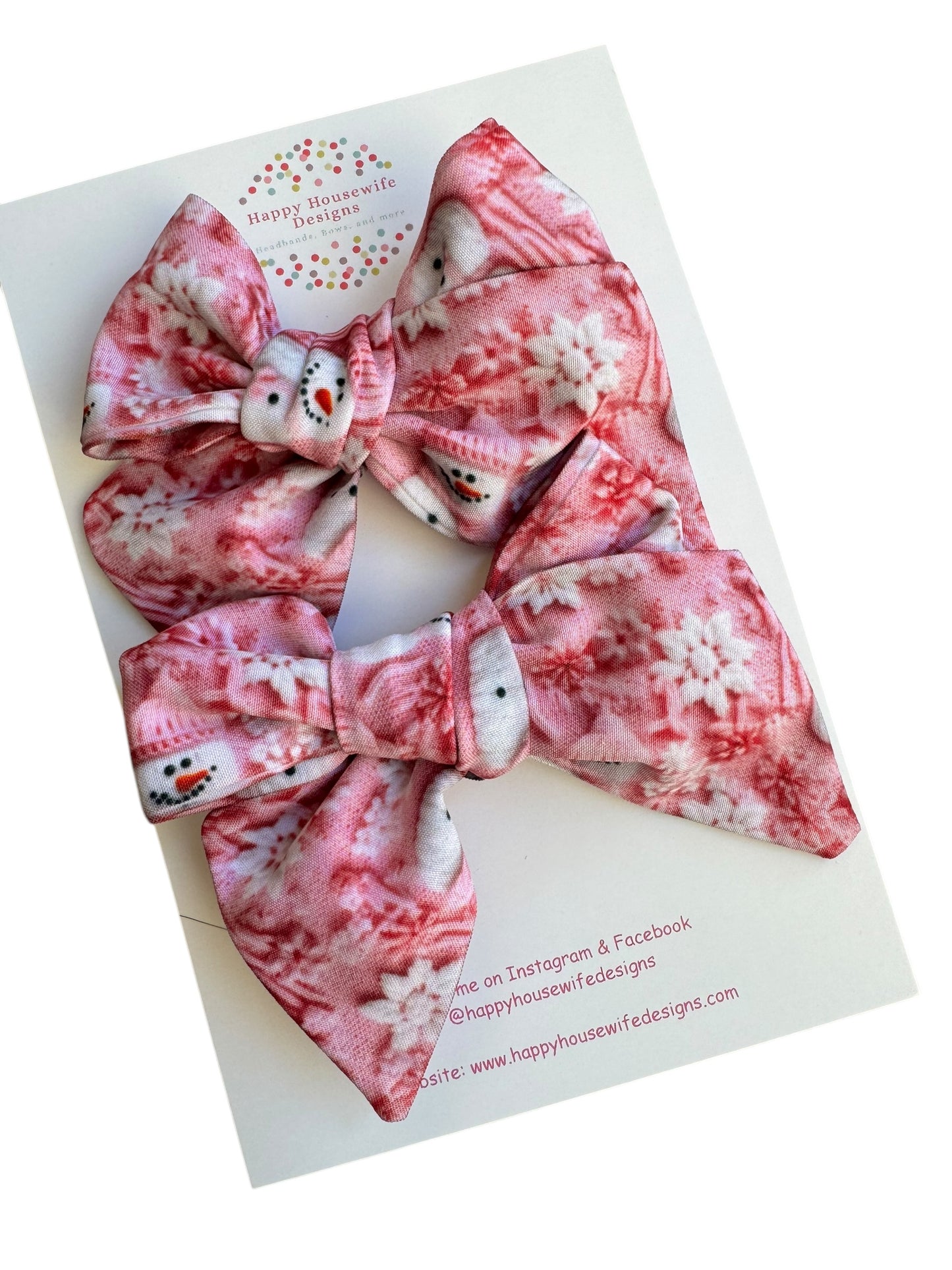 Pink Snowman Hair Bows