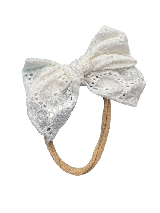 White Embroidered Lace Bows