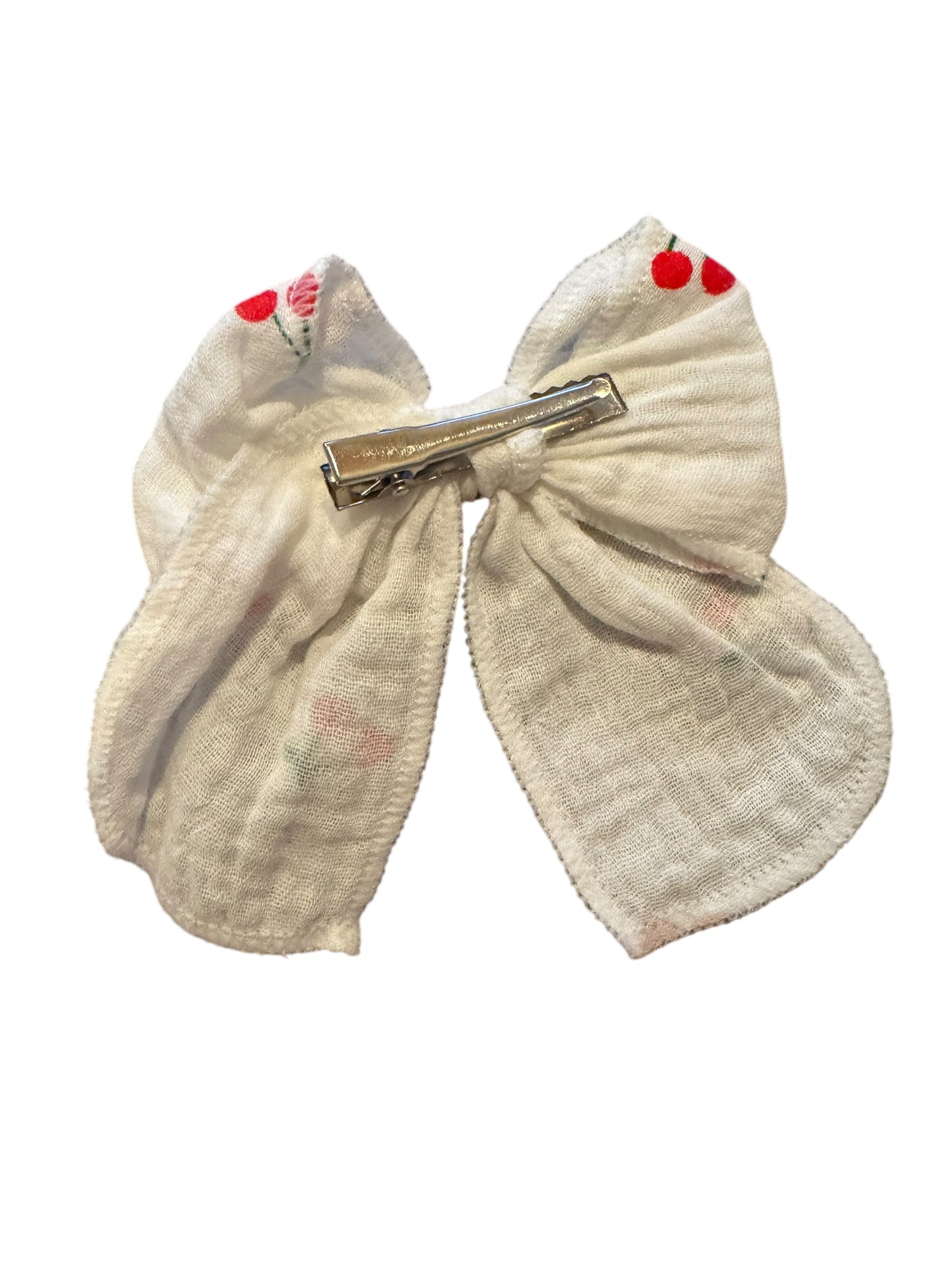 *Muslin Cherry Hair Bow