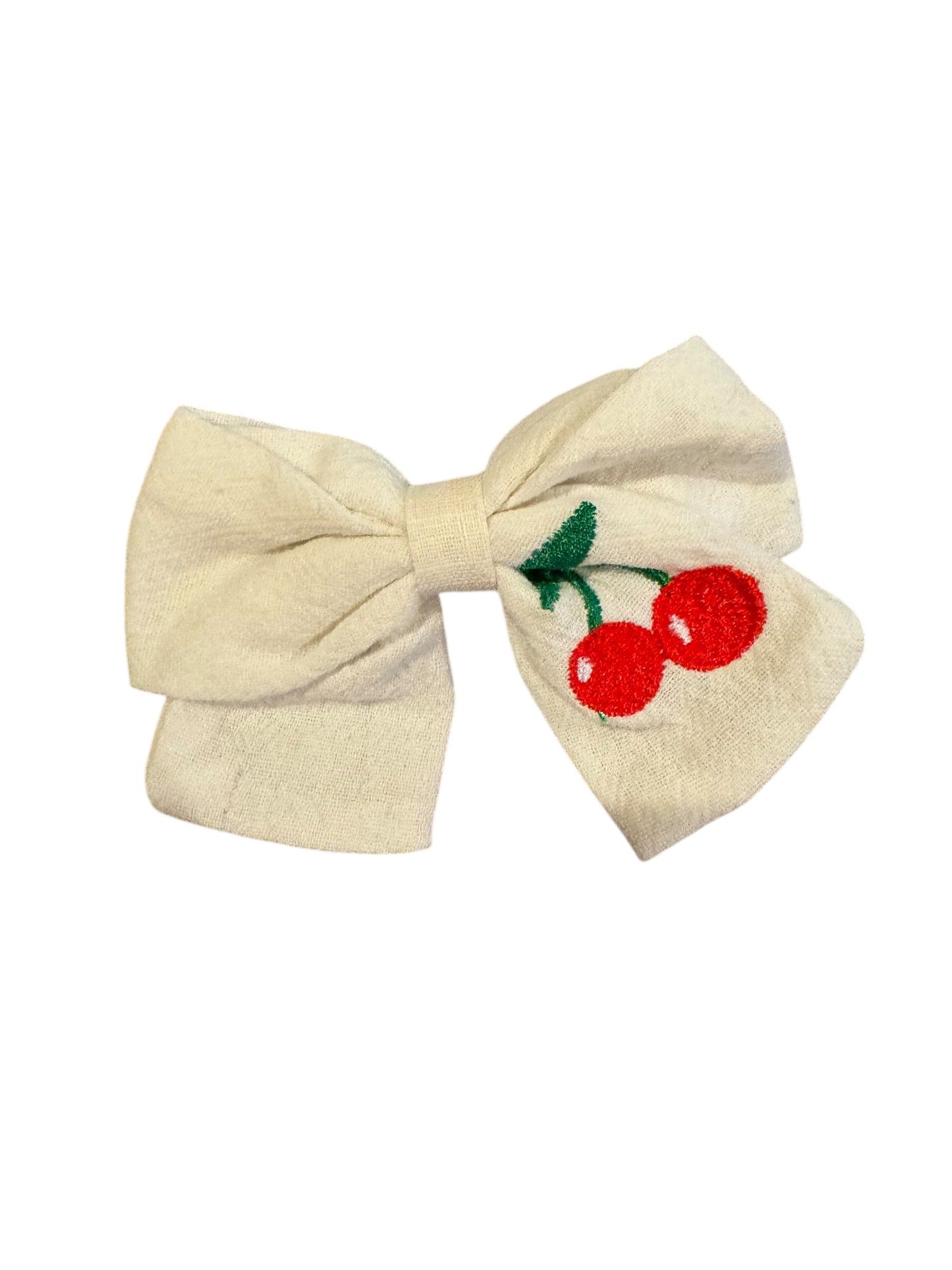 *Linen Cherry Hair Bow