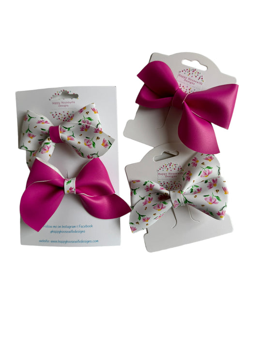 Spring Flower Faux Leather Bows