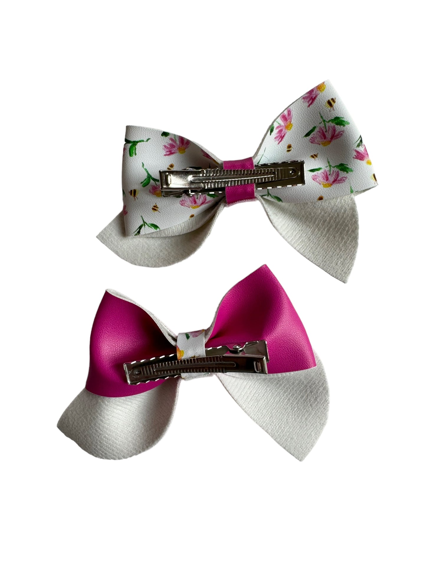 Spring Flower Faux Leather Bows