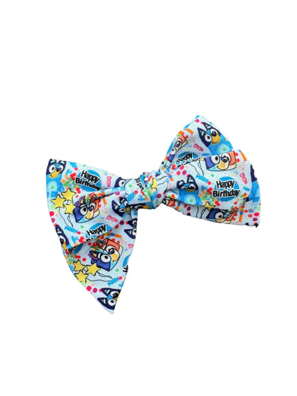 Blue Dog Birthday Hair Bows