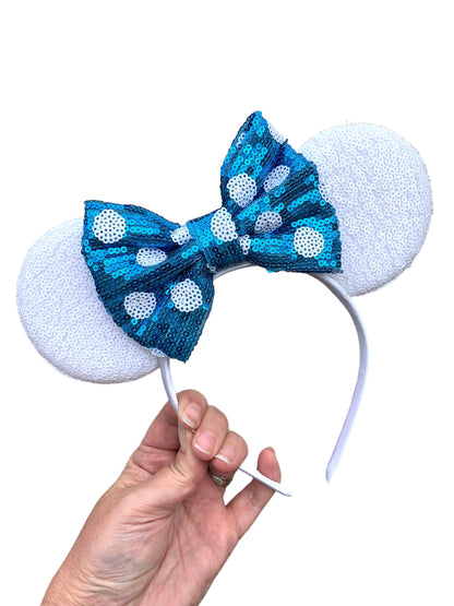Chunky Polka Dot Bow Mouse Ear Headband