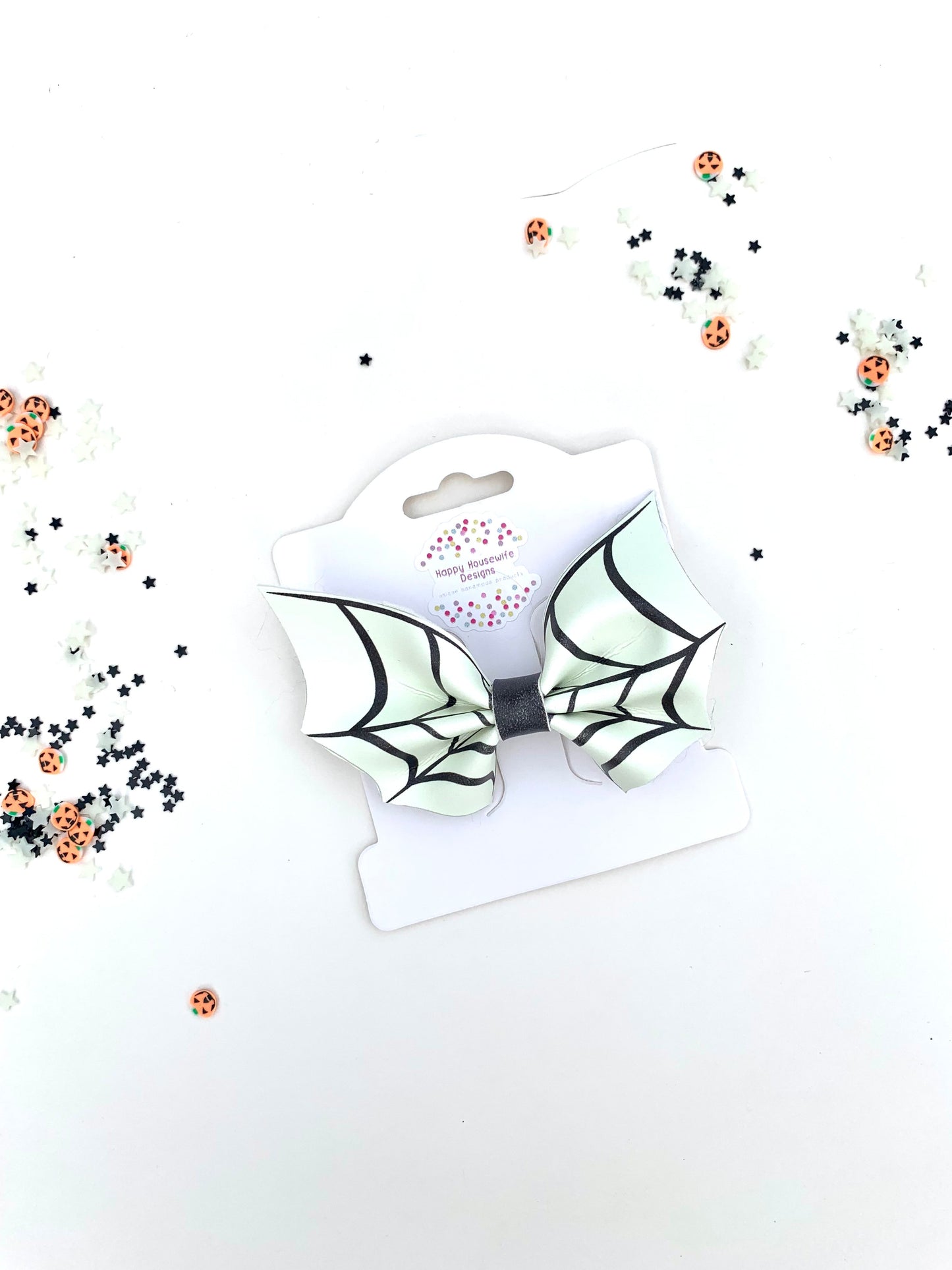 Spider Web Faux Leather Hair Bows