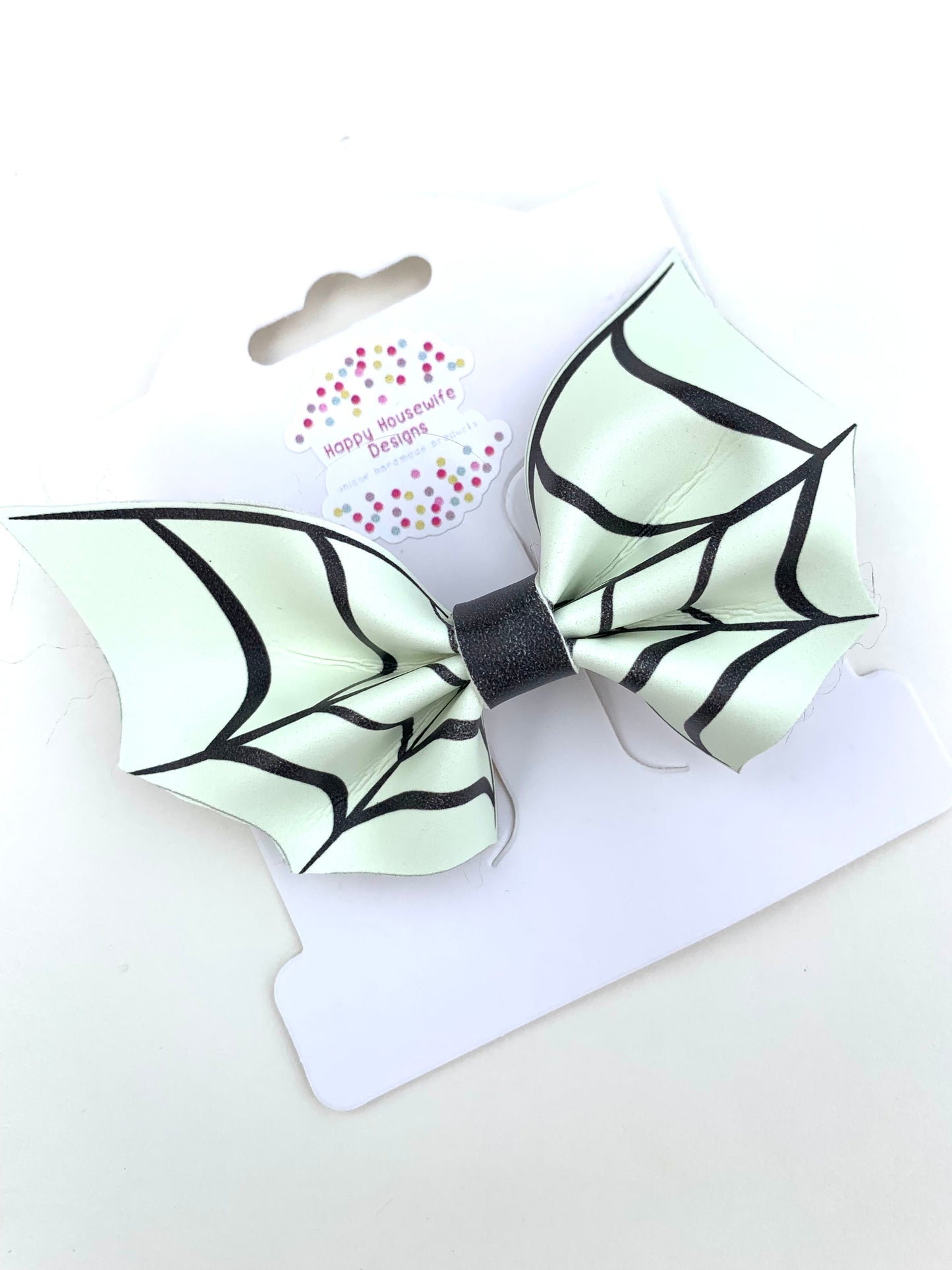 Spider Web Faux Leather Hair Bows