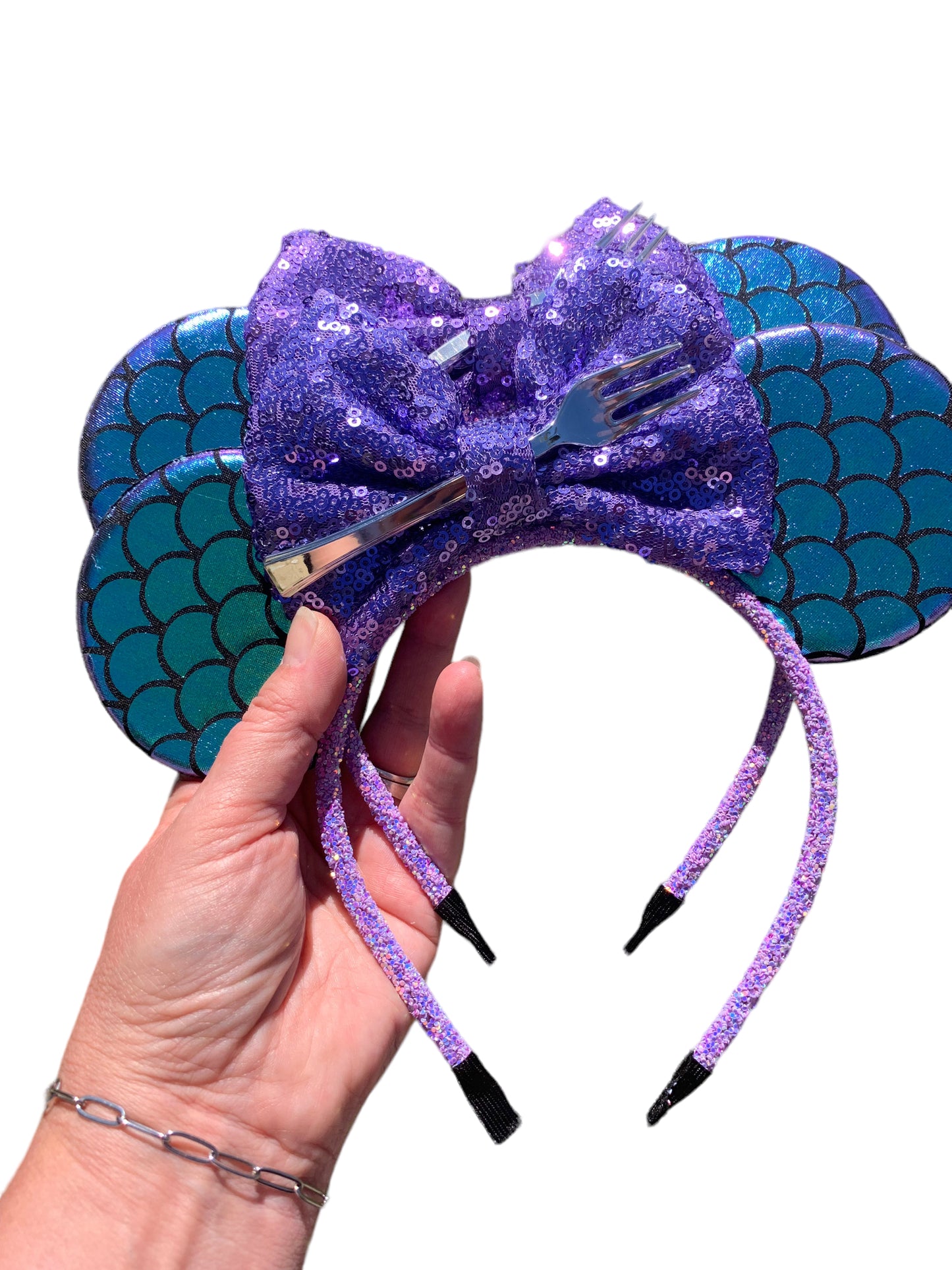 Purple and Aqua Mermaid Mouse Ear Headband