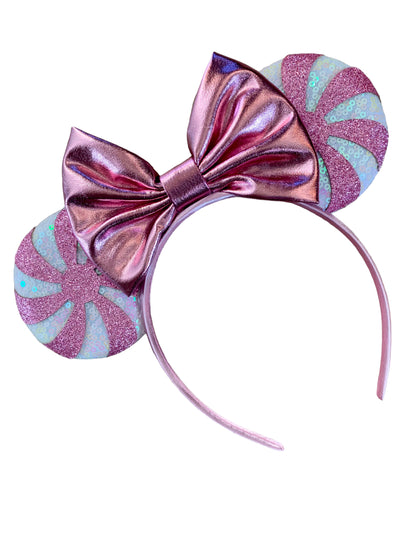Pink Candy Cane Mouse Ear Headband