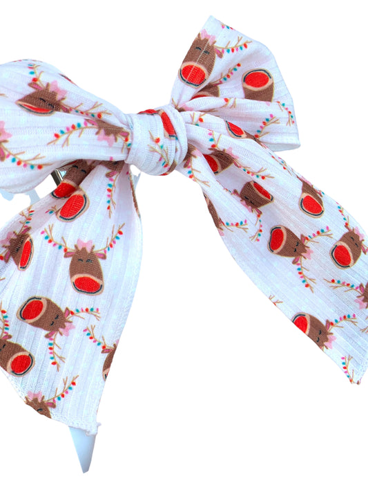 Red Nose Reindeer Hair Bow