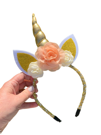 Peach and Gold Unicorn Headband