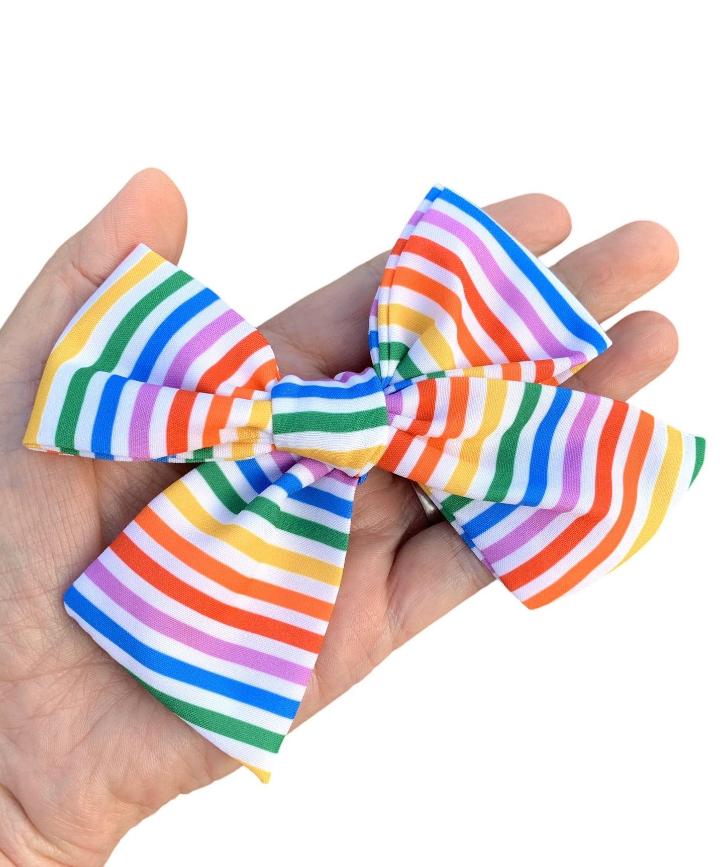 Primary Rainbow Stripes Hair Bows