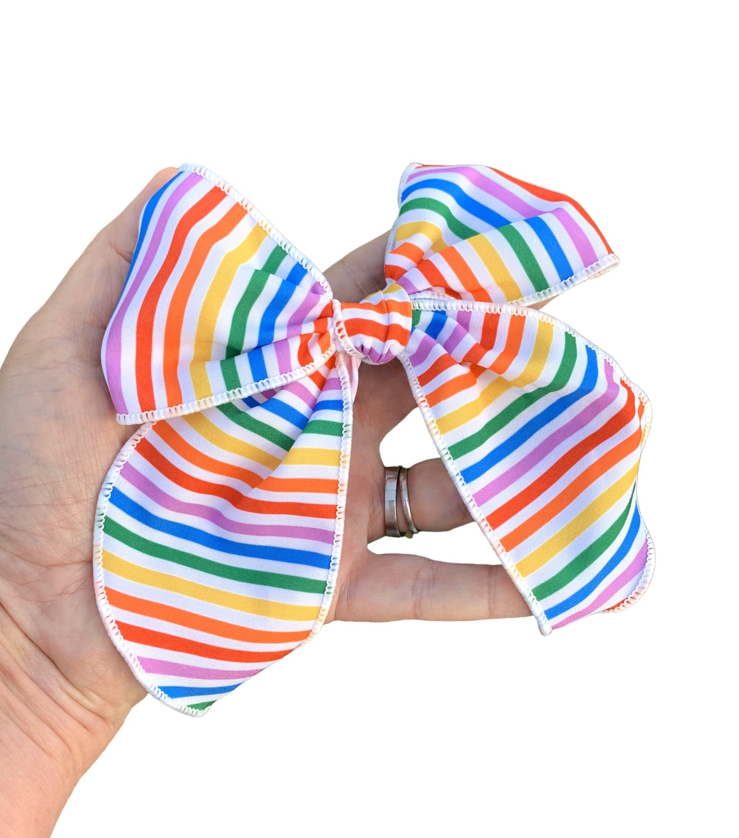 Primary Rainbow Stripes Hair Bows