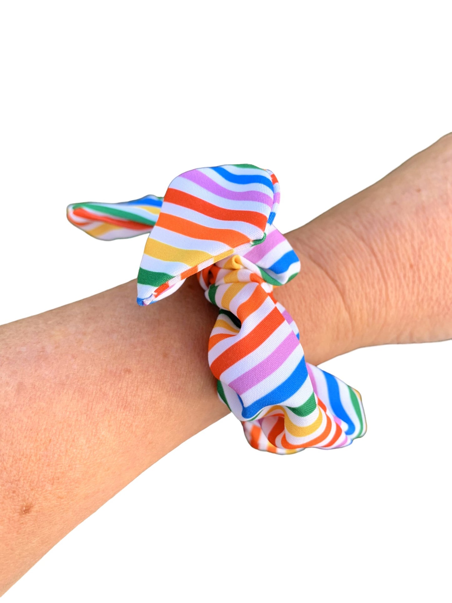 Primary Rainbow Stripes Hair Bows