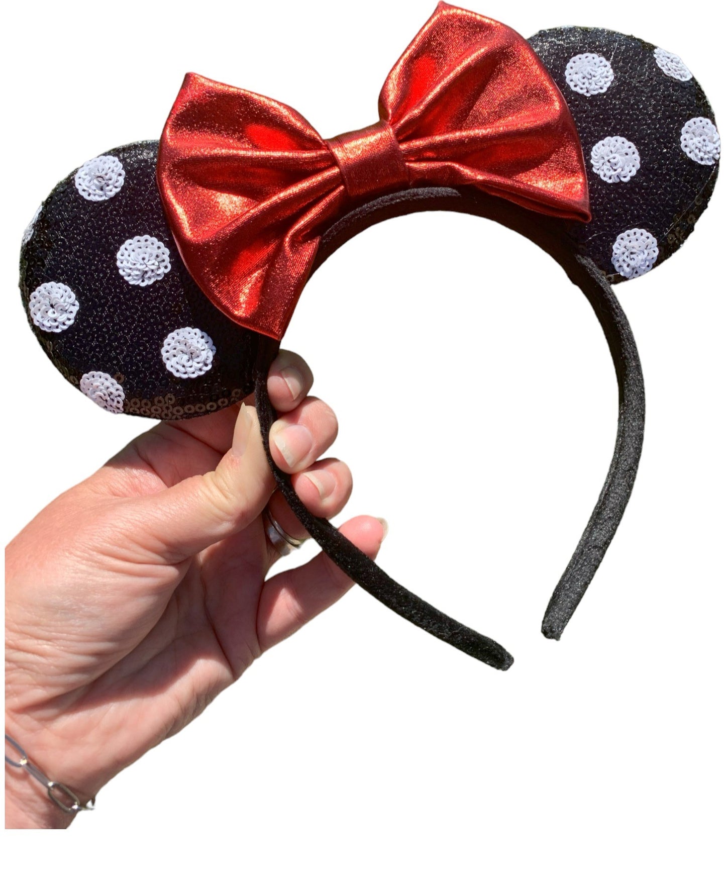 Black Polka Dot Mouse Ear Headband