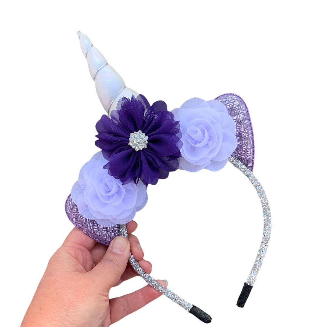 Purple and White Unicorn Headband