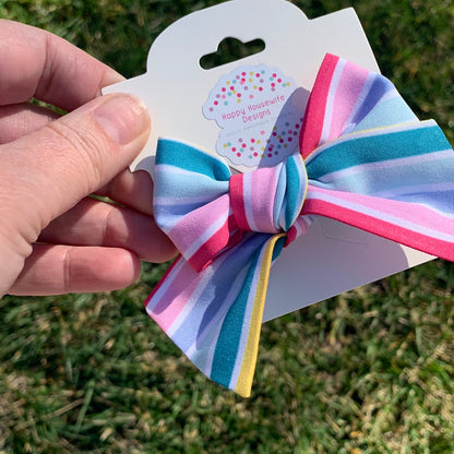 Summer Rainbow Stripes Hair Bows