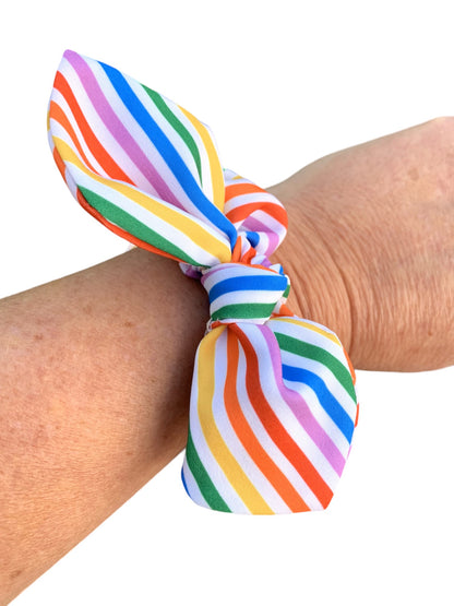 Primary Rainbow Stripes Hair Bows