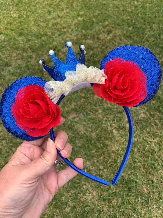 Blue and Red Mouse Ear Headband