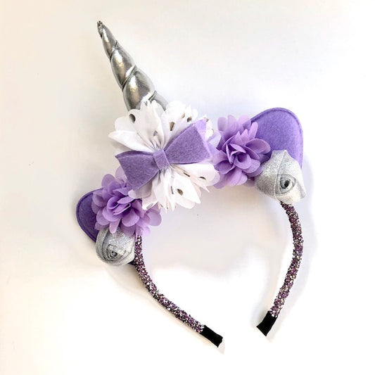 Purple & Silver Unicorn Headband with glitter headband