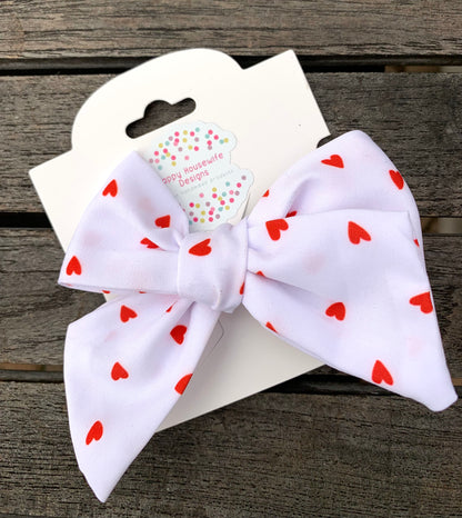 White and Small Red Hearts