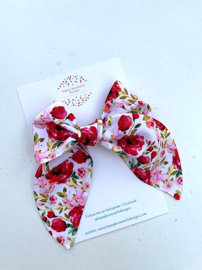 Red Roses Hair Bows