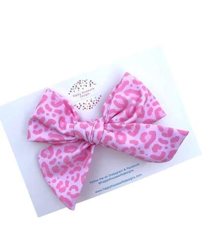 Pink Leopard Hair Bows