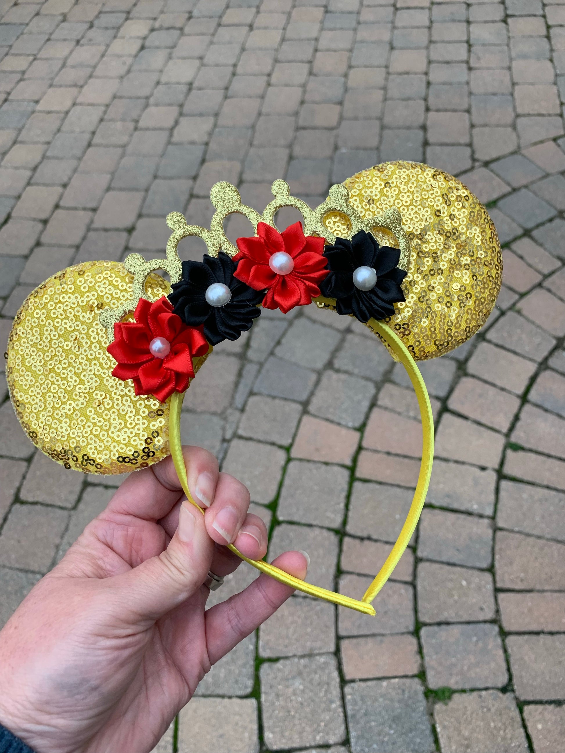 red and black gold mouse ears