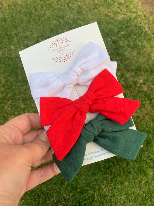 Small Linen bow clips