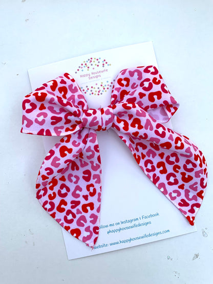 Red and Pink Leopard Hair Bows