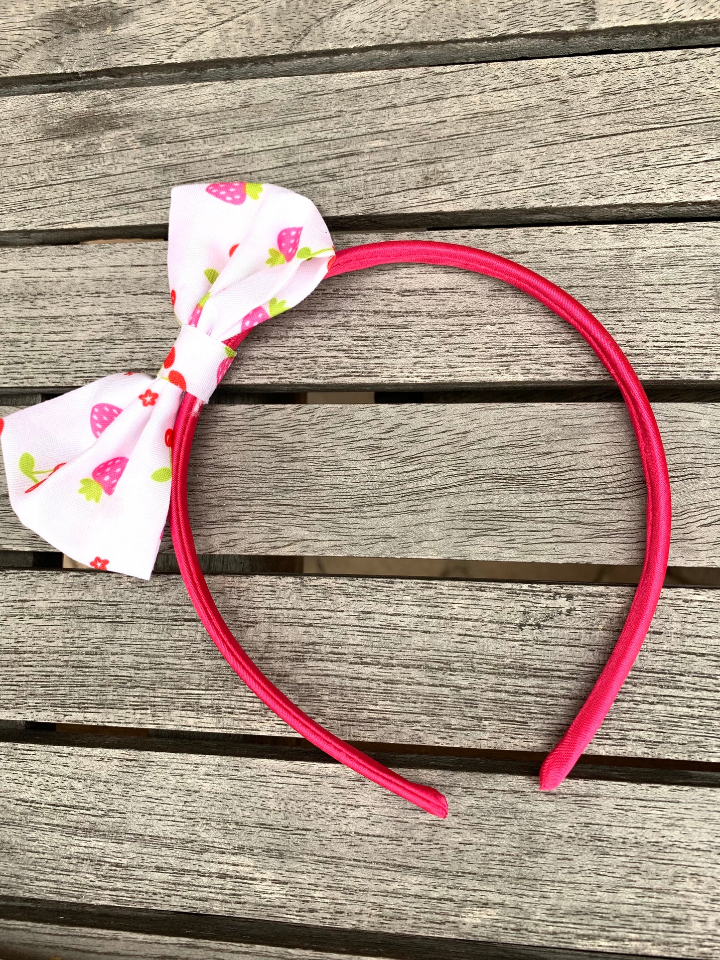 Strawberry Bow on Nylon Headband