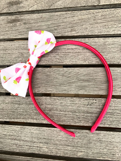 Strawberry Bow on Nylon Headband