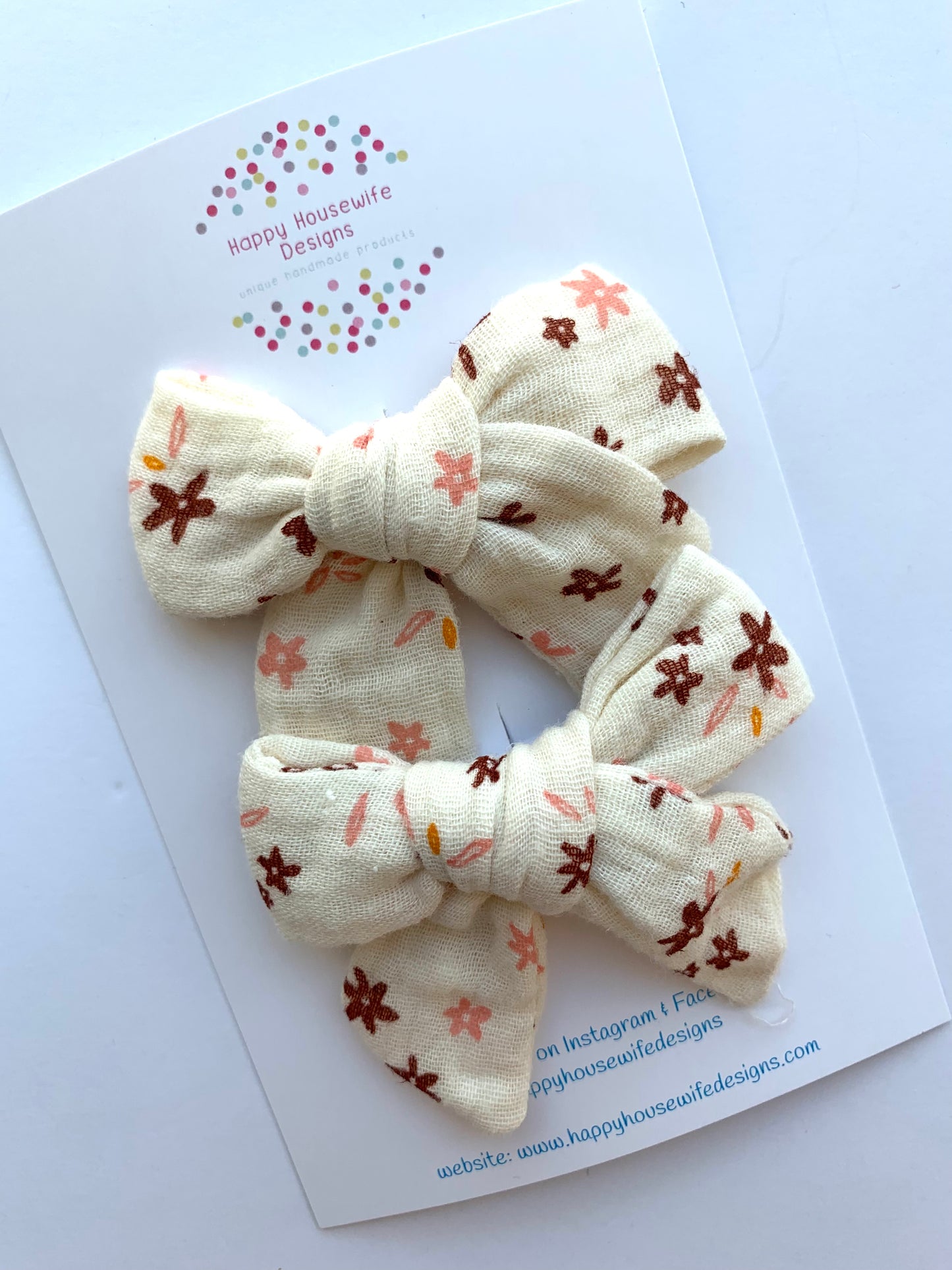 Patterned Muslin Hair Bow Sets