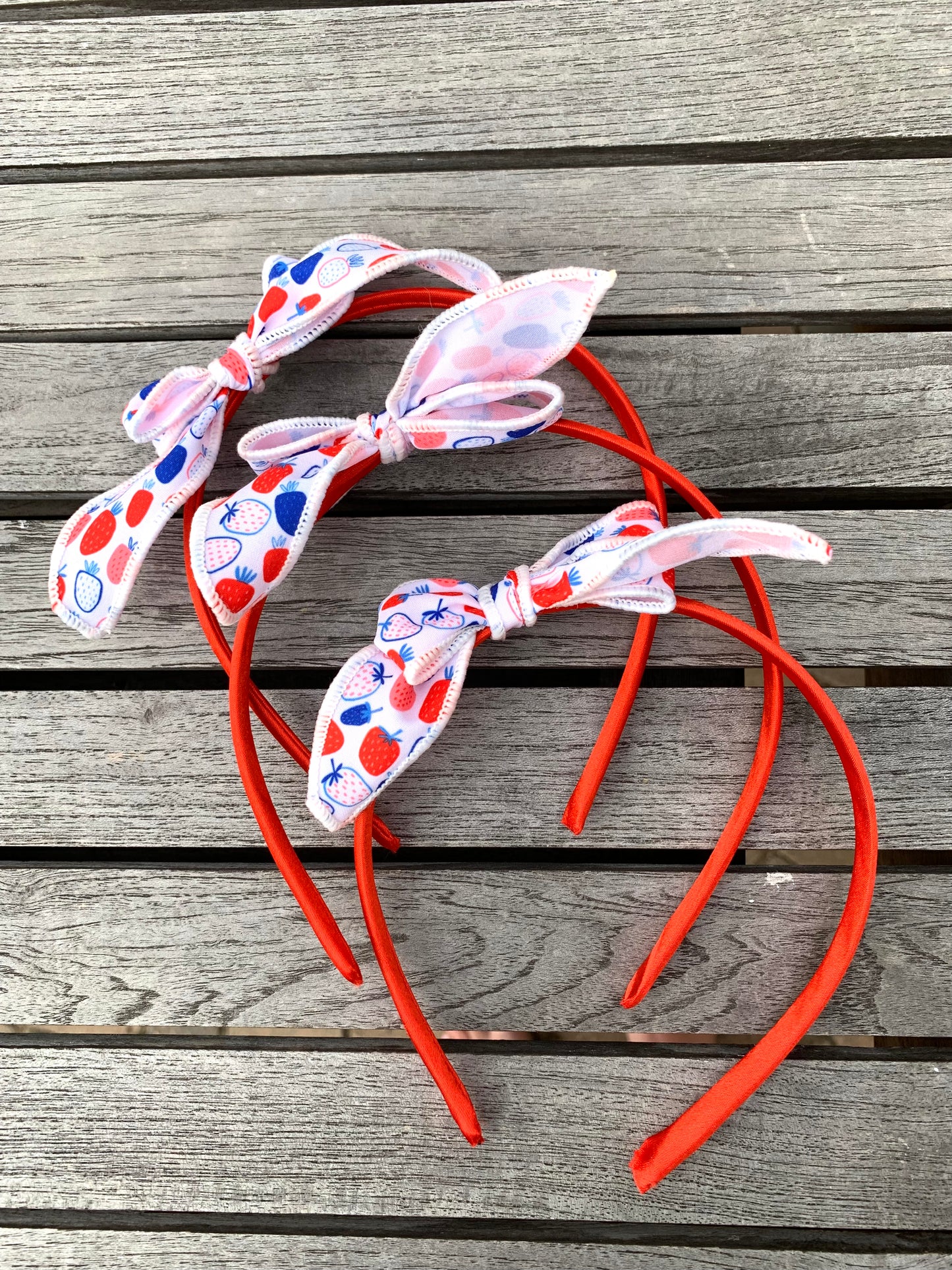 Patriotic Strawberry Hair Bows