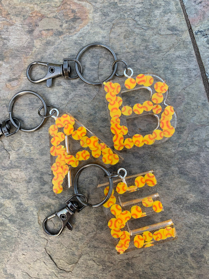 Resin Alphabet Keychains - Orange & White B