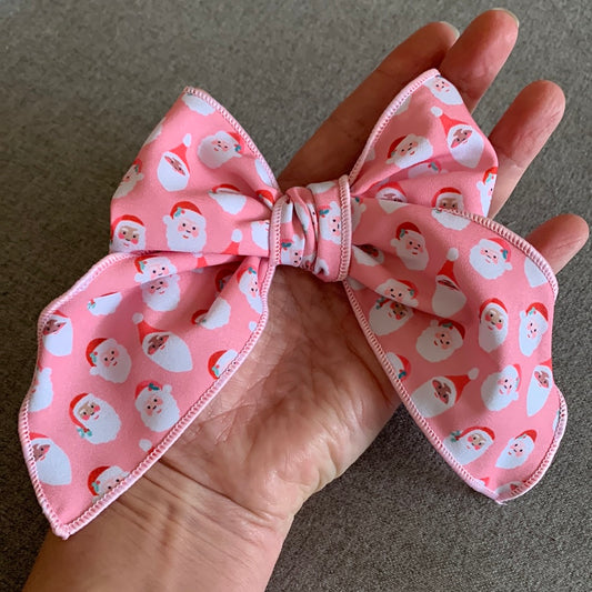 Pink Santa bow clips